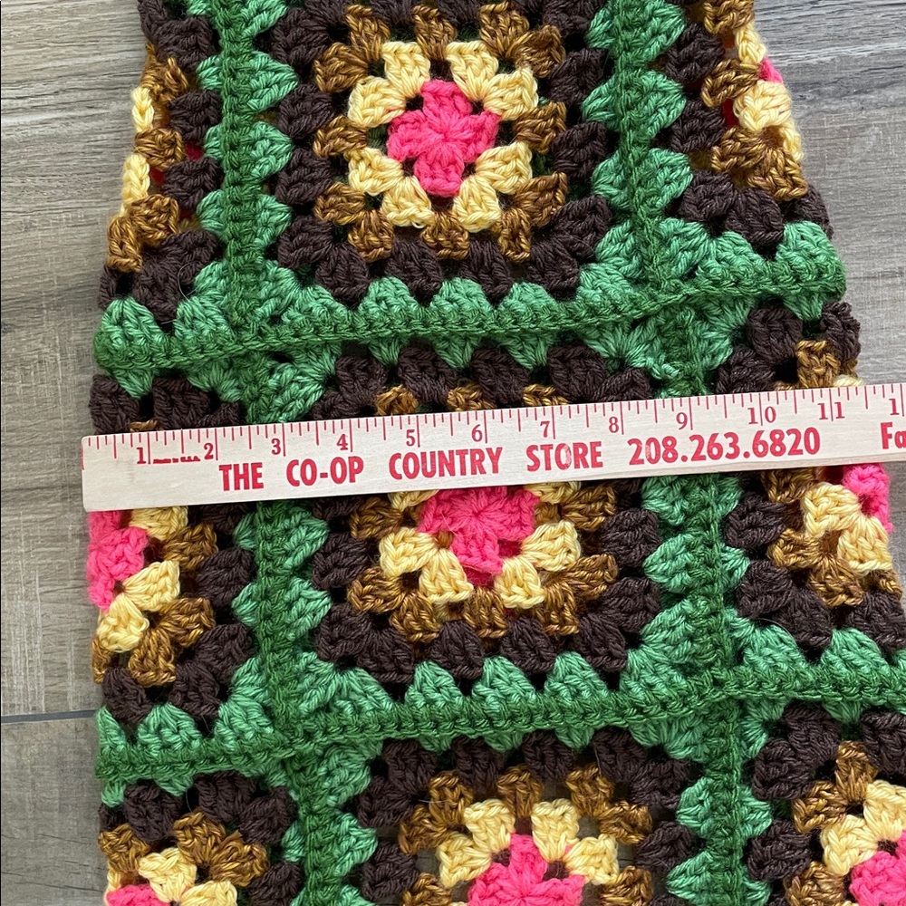 Dog Sweater Large Crochet Granny Square Green Brown Pink - Picture 7 of 11